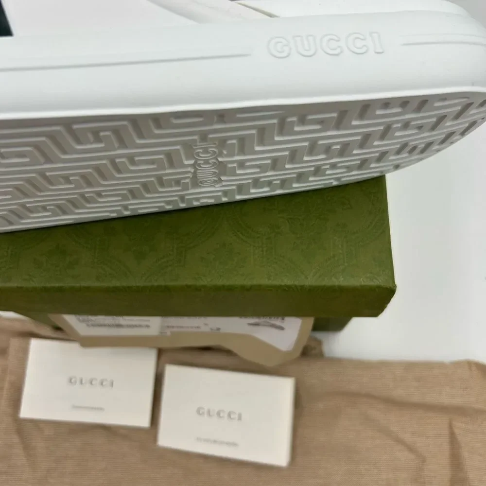Men's Gucci ace web striped rubber, Pool slides size 9, made in Italy